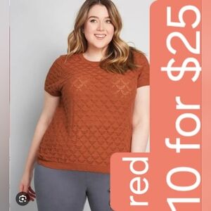 ModCloth Red Short-Sleeve Textured Knit Top